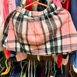 SHEIN Pink and Black Plaid Skater Skirt